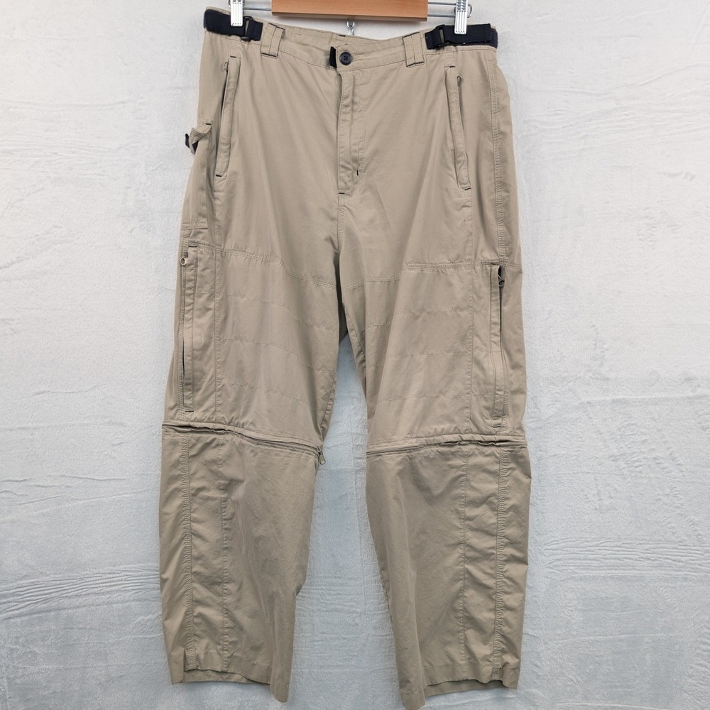 VTG No Boundaries Cargo Pants Men's 36x28 Beige Convertible Utility Baggy Y2K